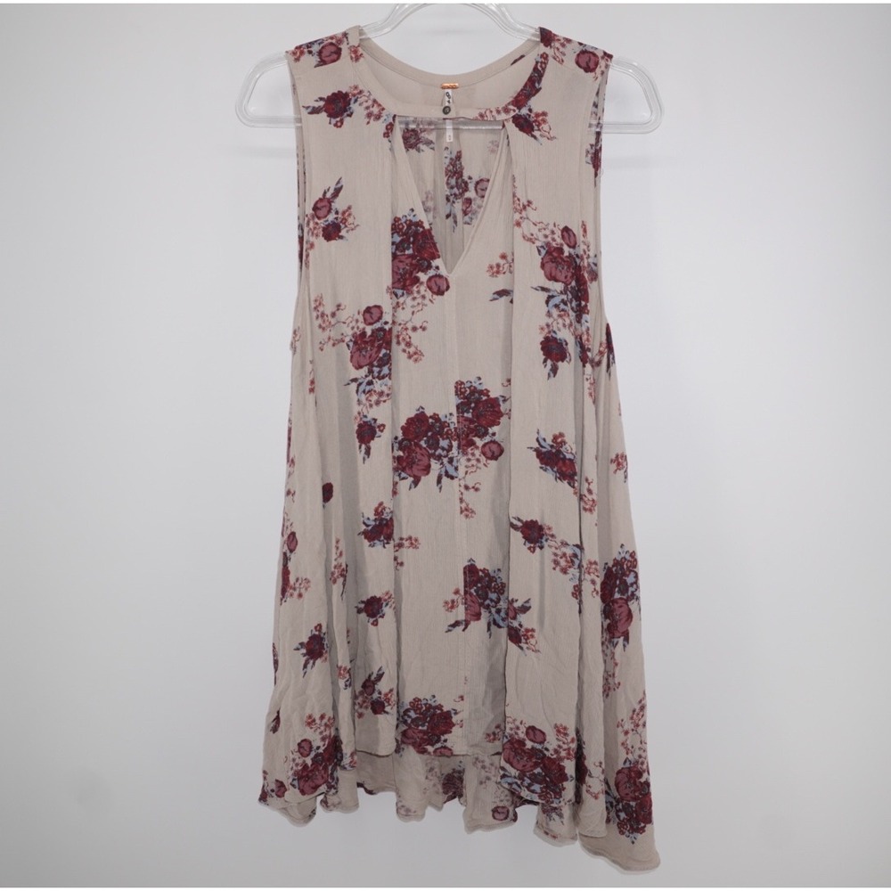 Free People Tree Swing sleeveless tunic Top Dress V-Neck Gauze Medium Boho